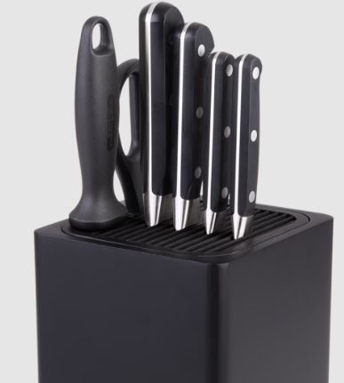 Appetito Square Universal Knife Block - Matte Black Supply