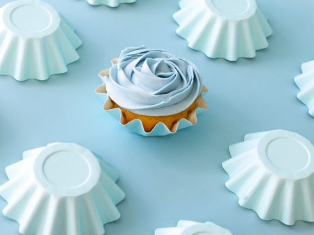 Pastel Blue Bloom Baking Cups Online