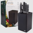 Appetito Square Universal Knife Block - Matte Black Supply