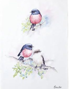 Maxwell & Williams Katherine Castle Bird Life Tea Towel Pink Robin Online Sale