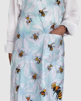 Allgifts Australia Apron (heavy Drill) - Flower Bees Hot on Sale