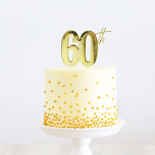 Cake & Candle - Gold Metal - 60th For Discount