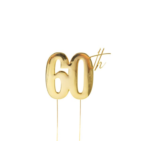 Cake & Candle - Gold Metal - 60th For Discount