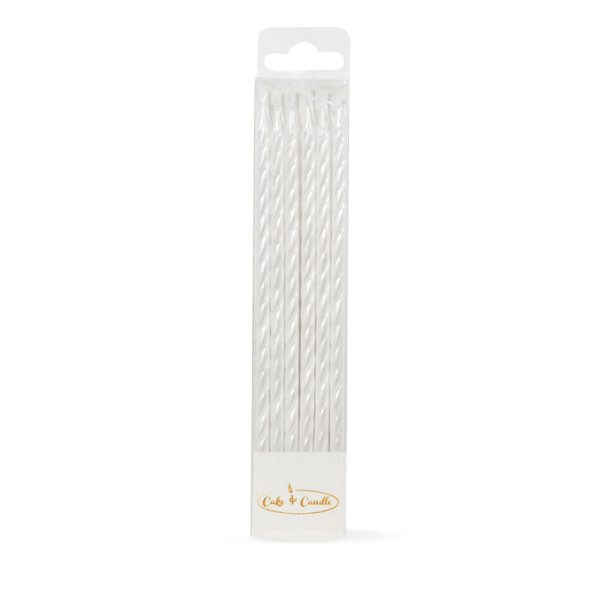 Cake & Candle Spiral Candles - Pearlised White Online